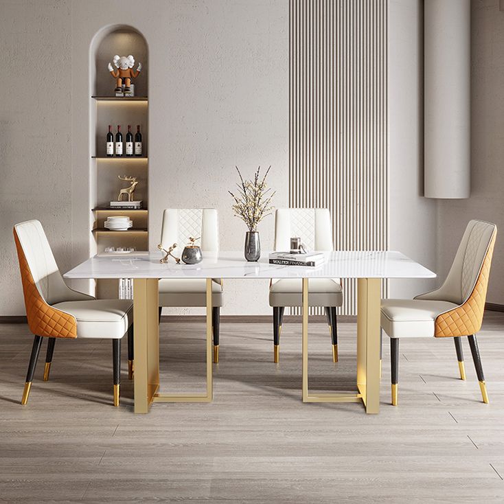 Metal Contemporary Rectangular Dining Table Sintered Stone Top Table for Dining Room Clearhalo ' dining_table' 'Dining Tables & Seating' 'Dining Tables' 'furn' 'furn_dining_table' 'Furniture' 'furniture_dining_table' 'Kitchen & Dining Furniture' 'kitchen&dining_furn' 'kitchen' 'kitchen_dining_table' 1200x1200_2b62ccfa-199e-4f04-a5da-e9b90076776f