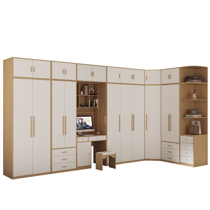 Contemporary Freestanding Wardrobe Engineered Wood White Wardrobe
