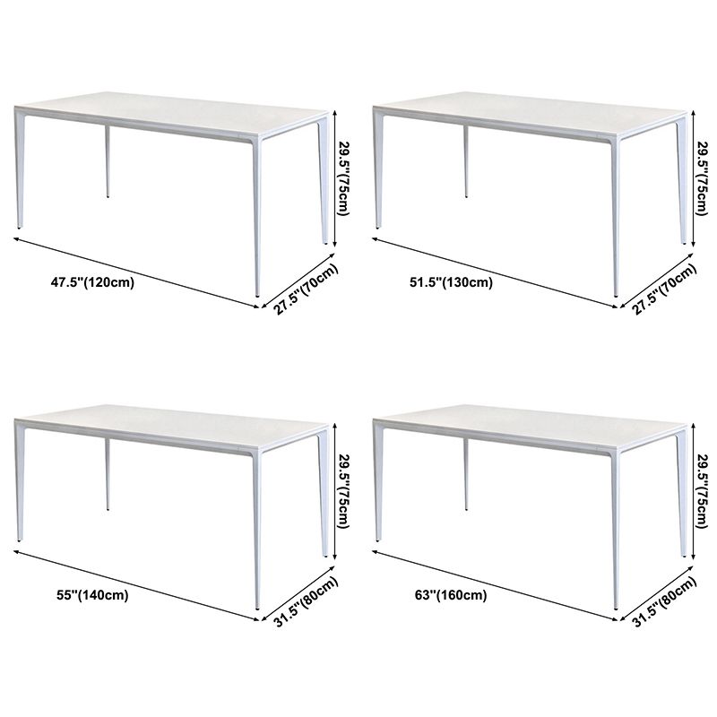 Metal Contemporary Rectangular Dining Table White Sintered Stone Table with 4 Legs Clearhalo ' dining_table' 'Dining Tables & Seating' 'Dining Tables' 'Furniture' 'furniture_dining_table' 'Kitchen & Dining Furniture' 'kitchen&dining_furn' 'kitchen' 'kitchen_dining_table' 1200x1200_2b66cbbc-a6d4-464d-a7f5-1db9e1e7fa39