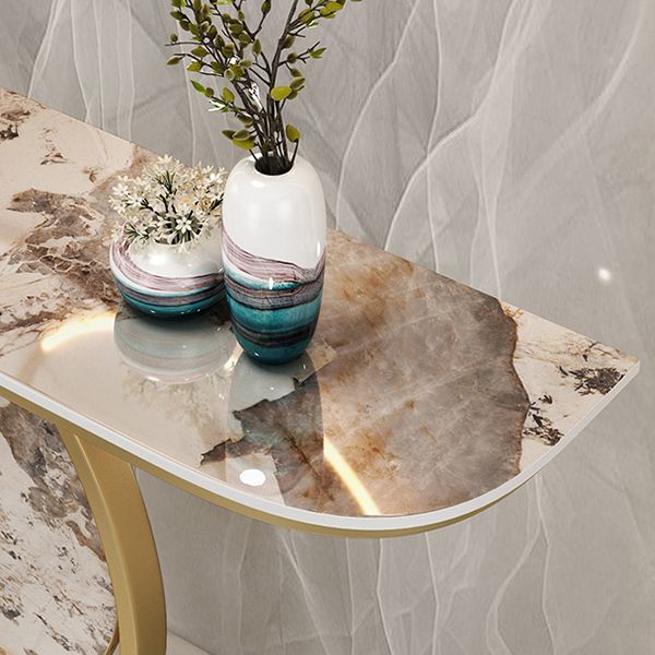 Stone Top Accent Console Table Antique Gold Console Table with Metal Leg Clearhalo 'Console Tables' 'console_tables' 'Entry & Mudroom Furniture' 'furn' 'furn_console_tables' 'Furniture' 1200x1200_2b677a23-58f7-4a02-b22a-8f89ebd94f8e