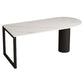 Free Form Sintered Stone Dining Table Modern Dining Table with Double Pedestal for Home Clearhalo 'Dining Tables & Seating' 'Dining Tables' 'dining_table' 'furn' 'furn_dining_table' 'Furniture' 'Kitchen & Dining Furniture' 1200x1200_2b677f2f-e3dd-4a9d-8f47-c49c56da9e67