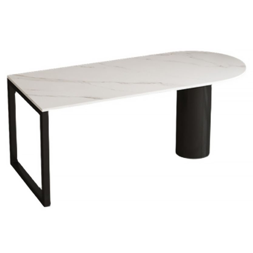 Free Form Sintered Stone Dining Table Modern Dining Table with Double Pedestal for Home Clearhalo 'Dining Tables & Seating' 'Dining Tables' 'dining_table' 'furn' 'furn_dining_table' 'Furniture' 'Kitchen & Dining Furniture' 1200x1200_2b677f2f-e3dd-4a9d-8f47-c49c56da9e67