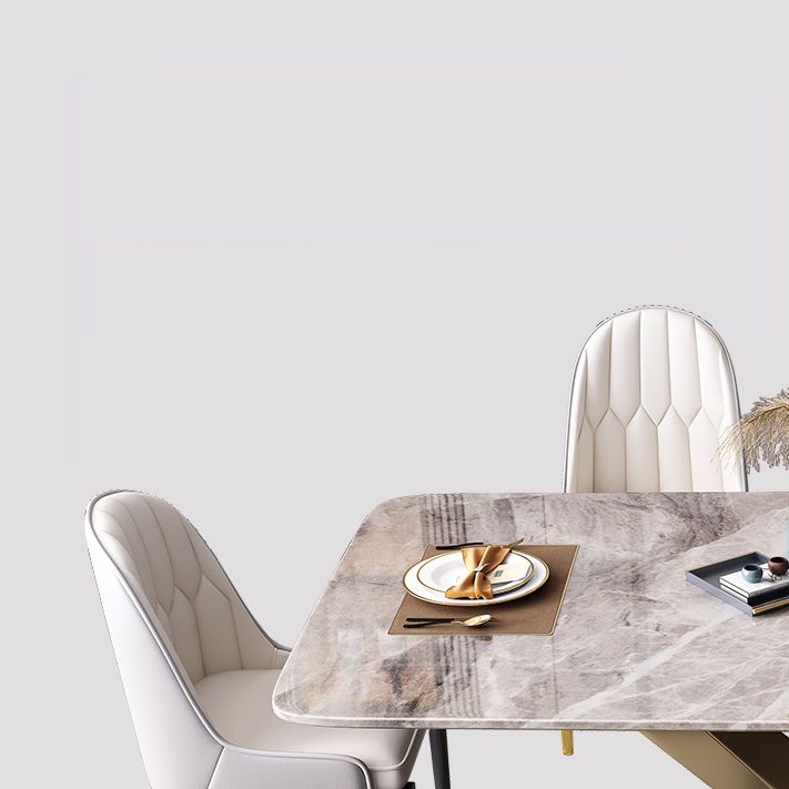 Rectangle Traditional Luxury Table Grey Sintered Stone Table with Gold Pedestal Base Clearhalo ' dining_table' 'Dining Tables & Seating' 'Dining Tables' 'furn' 'furn_dining_table' 'Furniture' 'furniture_dining_table' 'Kitchen & Dining Furniture' 'kitchen&dining_furn' 'kitchen' 'kitchen_dining_table' 1200x1200_2b690d74-efee-4ddc-9ffa-a114cf8fd1e0