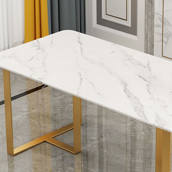 Iron and Slate Table Glam Style Home Living Room Rectangular Dining Table