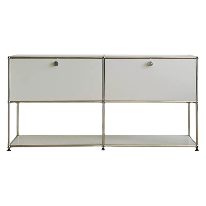 Contemporary White Sideboard Metal Dining Sideboard Table for Living Room Clearhalo 'buffet_sideboard' 'Buffets & Sideboards' 'furn' 'furn_buffet_sideboard' 'Furniture' 'Kitchen & Dining Furniture' 1200x1200_2b6b50ff-ef04-4b4a-ae64-62e5bb686efc