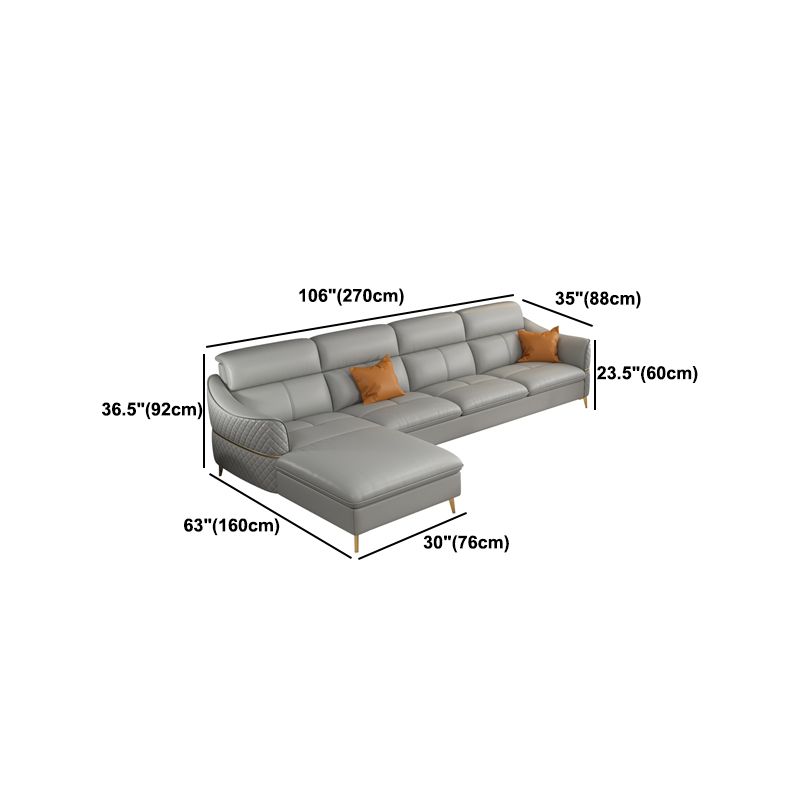 36.22 "Sectional/sofá de cuero genuino moderno alto con cojín