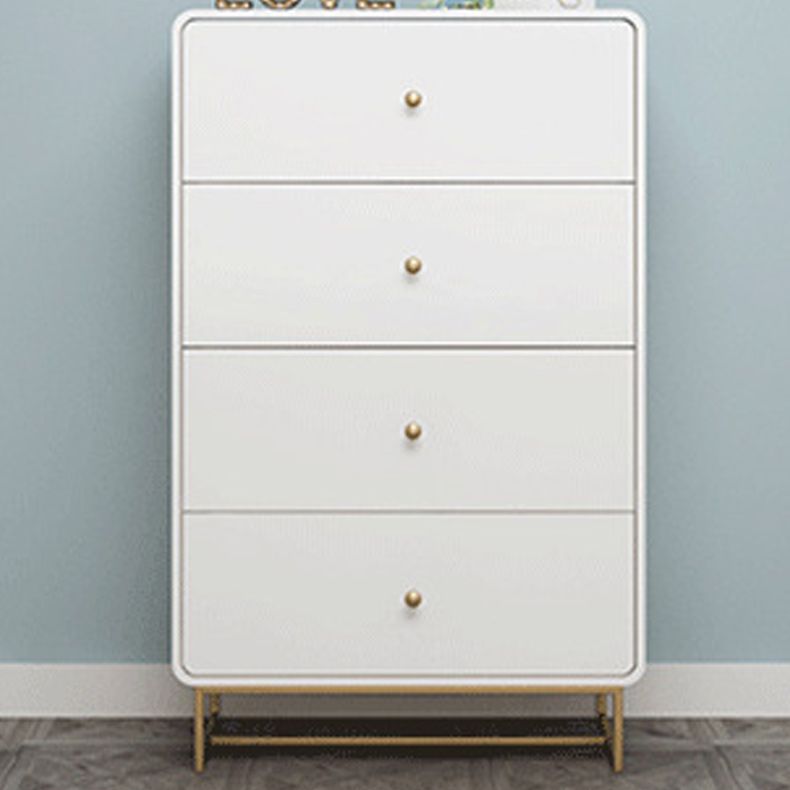 Moderne accentkist met ijzeren basis en massief hout zachte dichte borst