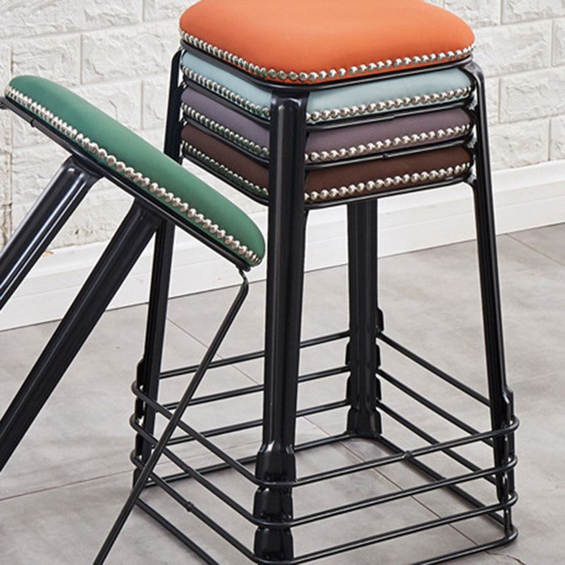 Modern Square Poof Solid Water Resistant Faux Leather Poof with Nailhead Trim Clearhalo 'furn' 'furn_ottomans_poufs' 'Furniture' 'Living Room Furniture' 'Ottomans & Poufs' 'ottomans_poufs' 1200x1200_2b6d78aa-772d-4721-8874-bdfbff3a44db