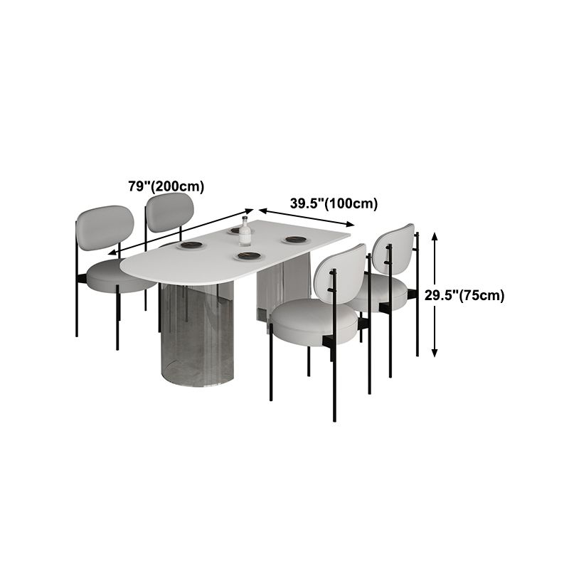 Oval Sintered Stone Dining Table Modern Furniture with Clear Acrylic Double Pedestal Clearhalo 'Dining Tables & Seating' 'Dining Tables' 'dining_table' 'furn' 'furn_dining_table' 'Furniture' 'Kitchen & Dining Furniture' 1200x1200_2b6dcfe0-edc2-4a0d-93d4-3afd2917ff99