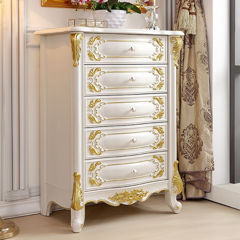 Glam Vertical Lingerie Chest Rubber Wood Storage Dresser for Home