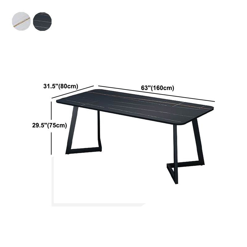 Rectangle Black Base Dining Room Kitchen Table Industrial Fixed Dinner Table Clearhalo 'Dining Tables & Seating' 'Dining Tables' 'dining_table' 'furn' 'furn_dining_table' 'Furniture' 'Kitchen & Dining Furniture' 1200x1200_2b6e9fce-5975-454a-9aaf-b79ad2f8c3b1