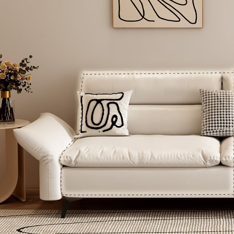 Modern Cotton Blend/Faux Leather Settee Flared Arm Biscuit Back Couch Clearhalo 'furn' 'furn_sofas' 'Furniture' 'furniture_sofas' 'Living Room Furniture' 'Sofa' 'sofas' 1200x1200_2b6fb3ea-f278-4714-8ecc-5e86b16944fe
