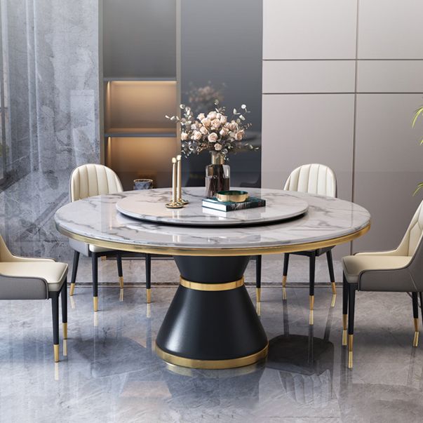 Glam Marble Round Shape Table Kitchen Dining Table with Pedestal Base Clearhalo ' dining_table' 'Dining Tables & Seating' 'Dining Tables' 'furn' 'furn_dining_table' 'Furniture' 'furniture_dining_table' 'Kitchen & Dining Furniture' 'kitchen&dining_furn' 'kitchen' 'kitchen_dining_table' 1200x1200_2b71386f-ce37-4656-8c41-0bccd4b1ed87
