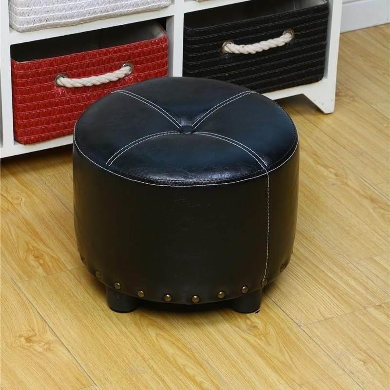 Cylinder Pouf Pure Color Tufted Nailhead Trim Faux Leather Standard Ottoman Clearhalo 'furn' 'furn_ottomans_poufs' 'Furniture' 'Living Room Furniture' 'Ottomans & Poufs' 'ottomans_poufs' 1200x1200_2b713a91-f4a5-467b-839c-d379a95ea879