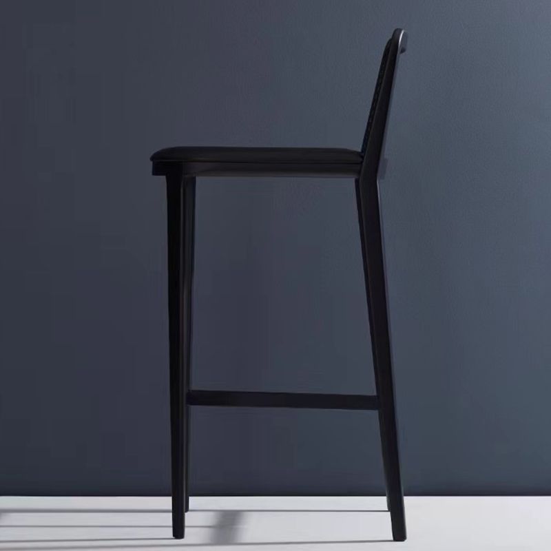 Modern Low Back Solid Wood Counter Height Stools with Footrest