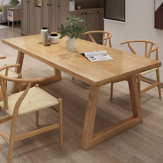 Modern Kitchen Solid Wood Dining Table Rectangle Shape Dining Table with Double Pedestal Clearhalo ' dining_table' 'Dining Tables & Seating' 'Dining Tables' 'Furniture' 'furniture_dining_table' 'Kitchen & Dining Furniture' 'kitchen&dining_furn' 'kitchen' 'kitchen_dining_table' 1200x1200_2b741e59-75cc-4d6e-b0db-9842ff5c8ae8