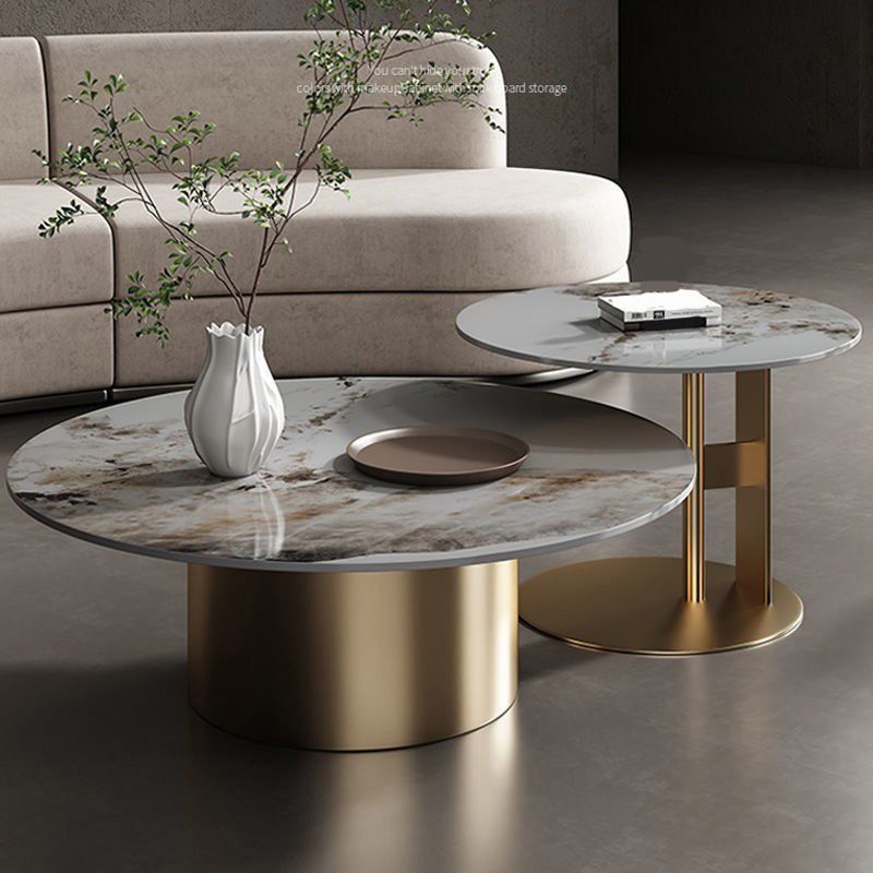Modern Round Slate Cocktail Table Stainless Steel Pedestal Coffee Table Clearhalo 'Coffee & Accent Tables' 'Coffee Tables' 'coffee_tables' 'furn' 'furn_coffee_tables' 'Furniture' 'Living Room Furniture' 1200x1200_2b749a83-2a0f-4560-aa96-34300af02376