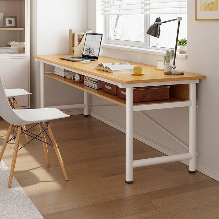 Modern Wooden Office Desk Rectangular Writing Desk with Shelf Clearhalo 'furn' 'furn_office_desk' 'Furniture' 'Office Desks' 'Office Furniture' 'office_desk' 1200x1200_2b74a84c-b25f-4074-a337-a2cdfcc2668c