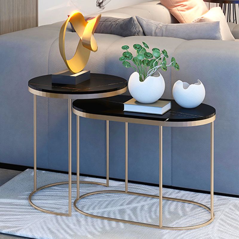 Luxurious Stone Top End Table Metal Frame Sofa Side Accent Table Clearhalo 'Coffee & Accent Tables' 'End & Side Tables' 'end_side_tables' 'furn' 'furn_end_side_tables' 'Furniture' 'Living Room Furniture' 1200x1200_2b77b333-eb22-48d1-95bb-68d0cd305aa6