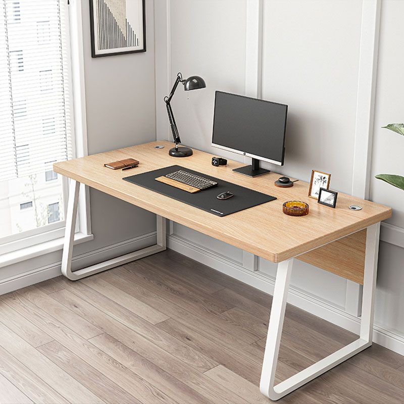 Rectangular Office Desk Wooden and Metal Writing Desk, Natural Clearhalo 'furn' 'furn_office_desk' 'Furniture' 'Office Desks' 'Office Furniture' 'office_desk' 1200x1200_2b795116-8c10-4076-a5c5-5669fd51c86e