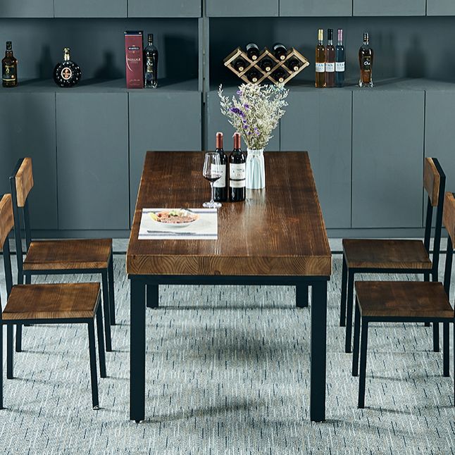 Traditional Style Solid Wood Dining Set with Walnut Table and 4 Black Legs Base Clearhalo 'Dining Room Sets' 'Dining Tables & Seating' 'dining_room_set' 'furn' 'furn_dining_room_set' 'Furniture' 'furniture_dining_room_set' 'Kitchen & Dining Furniture' 'kitchen&dining_furn' 'kitchen' 1200x1200_2b7b3587-49f2-4f28-9a19-e251738165b4