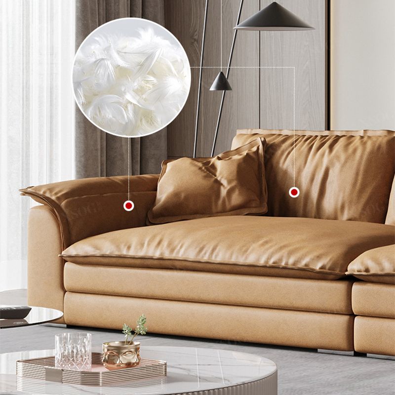 Pillow Top Arm Sofa & Chaise Faux Leather Cushions Loose Back Sofa