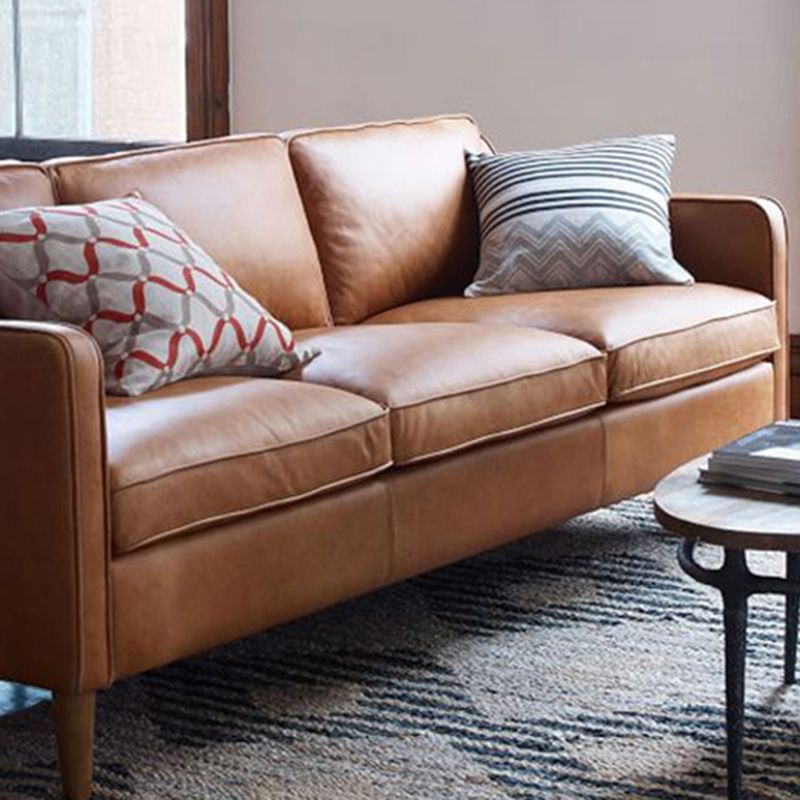 Canapé de bras carré arrière en vrac canapé en faux cuir stationnaire avec coussins