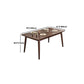 Solid Wood Top Dining Table Modern Rectangle Table with 4 Legs in Brown
