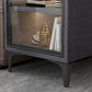 Glass Paned Modern Straight Legs Wood Accent Cabinet with Shelves