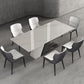 Designer Style 1/2/5/7 Pieces Sintered Stone Dining Set Rectangle White Table with Chairs Clearhalo 'Dining Room Sets' 'Dining Tables & Seating' 'dining_room_set' 'furn' 'furn_dining_room_set' 'Furniture' 'furniture_dining_room_set' 'Kitchen & Dining Furniture' 1200x1200_2b7f924d-9355-4a27-997e-0f510257226e