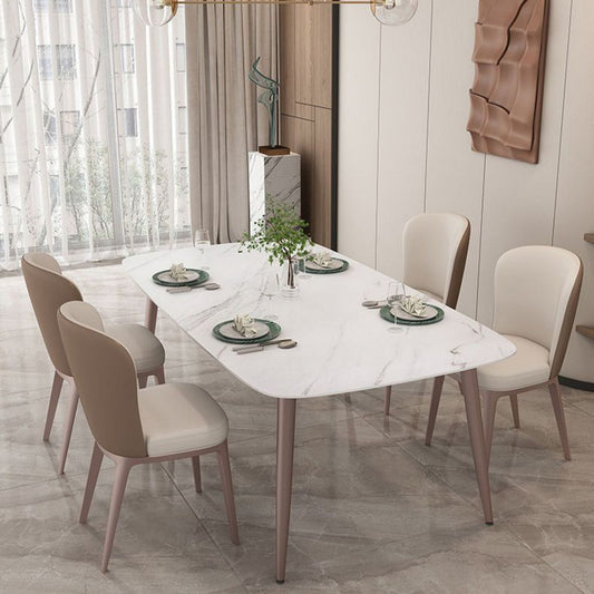 Nordic Glam Sintered Stone Dining Table Set 1/2/5/7 Pieces Dining Set for Kitchen Clearhalo 'Dining Room Sets' 'Dining Tables & Seating' 'dining_room_set' 'furn' 'furn_dining_room_set' 'Furniture' 'furniture_dining_room_set' 'Kitchen & Dining Furniture' 1200x1200_2b82d5f1-5c29-4f12-9c86-1913c89b8eaa