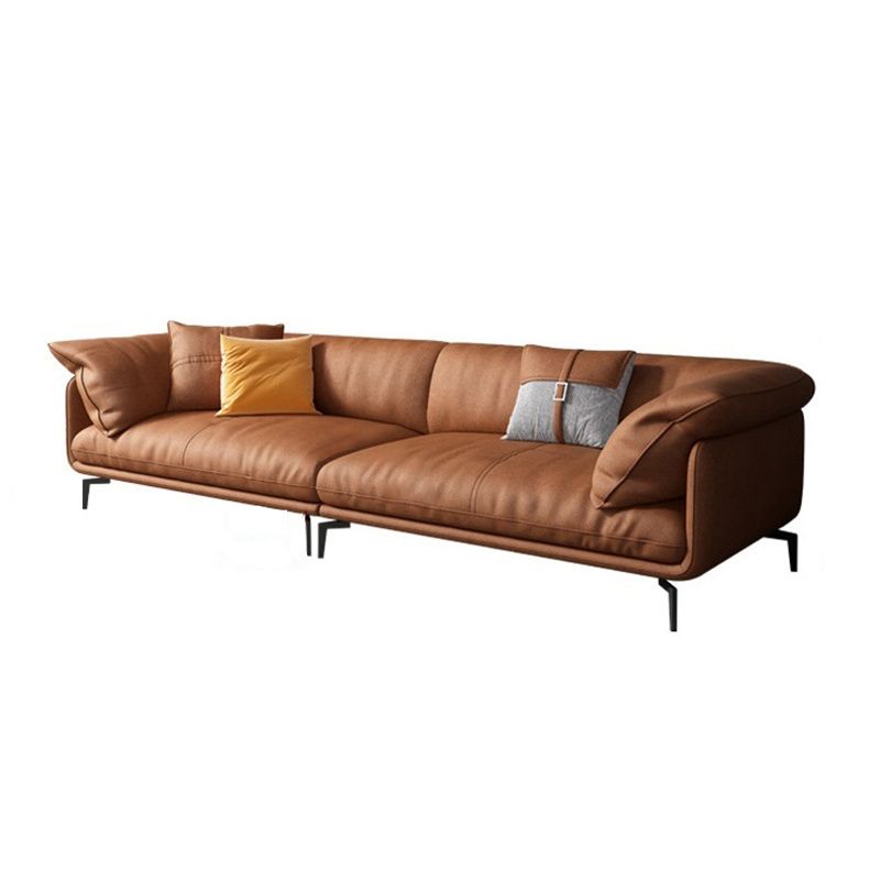 Recessed Arm Tan Contemporary Removable Cushions Faux Leather Sofa & Chaise Clearhalo 'furn' 'furn_sectionals' 'Furniture' 'furniture_sectionals' 'kitchen' 'kitchen_sectionals' 'Living Room Furniture' 'Sectionals' 1200x1200_2b835664-bc55-487d-9767-767e93bb1d7a