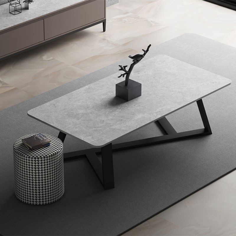 Tavolino rettangolare in ardesia tavolino in metallo tavolo da cocktail in bianco e grigio