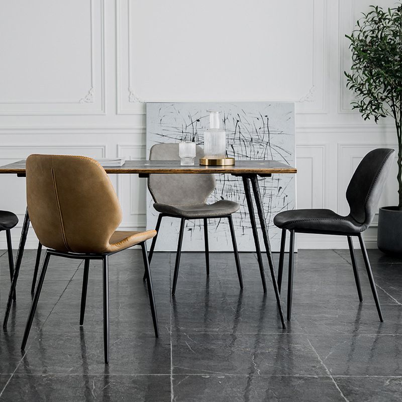 Modern Metal Dining Side Chair Solid Back Dining Armless Chair for Restaurant Use Clearhalo ' kitchen&dining_furn' 'Dining Chairs' 'Dining Tables & Seating' 'dining_chair' 'furn' 'furn_dining_chair' 'Furniture' 'furniture_dining_chair' 'Kitchen & Dining Furniture' 'kitchen' 1200x1200_2b8a0c7d-9deb-4bdb-b7ce-b4a7116c54bf