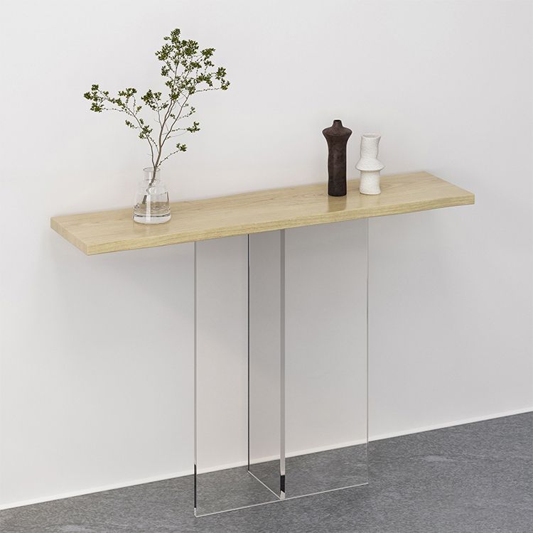 Solid Wood Rectangle Accent Table 31.5-inch Tall End Table with Acrylic Leg Clearhalo 'Console Tables' 'console_tables' 'Entry & Mudroom Furniture' 'furn' 'furn_console_tables' 'Furniture' 1200x1200_2b8b3d77-eea4-4e3e-b329-3c172161b2e3