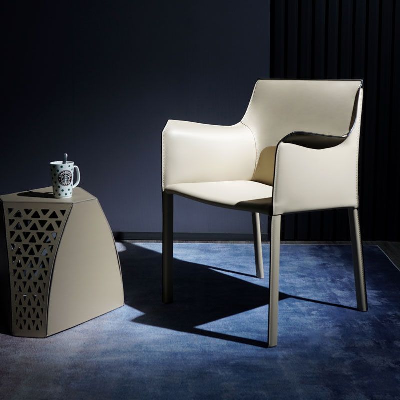 Faux Leather Modern Dining Room Chair Matte Finish Solid Back Dining Arm Chairs Clearhalo ' kitchen&dining_furn' 'Dining Chairs' 'Dining Tables & Seating' 'dining_chair' 'furn' 'furn_dining_chair' 'Furniture' 'furniture_dining_chair' 'Kitchen & Dining Furniture' 'kitchen' 1200x1200_2b8b66b4-208e-48fa-a8bc-242741a1a3ec