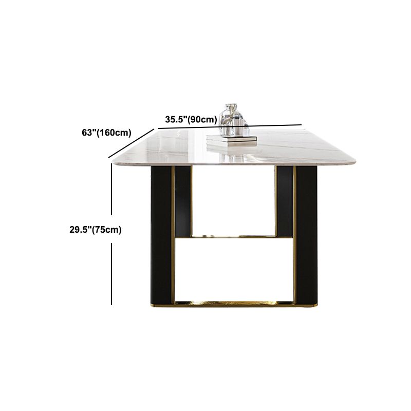 Ensemble de table à manger avec plateau en pierre blanche, ensemble de dinette rectangulaire design 1/4/6/7