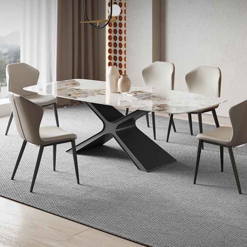 Modern Sintered Stone Top Dining Set Rectangle 1/4/5/6/7 Pieces Dinette Table Set