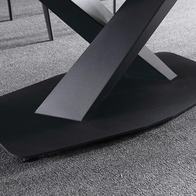 Mesa de comedor de piedra simple mesa de comedor de metal para sala de estar