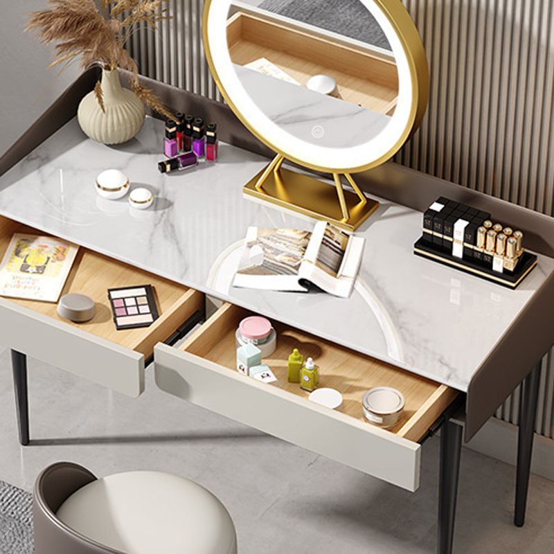 29,52 "altezza tavolo da trucco a 2 cassetti moderno sgabello da vanità in ardesia moderna