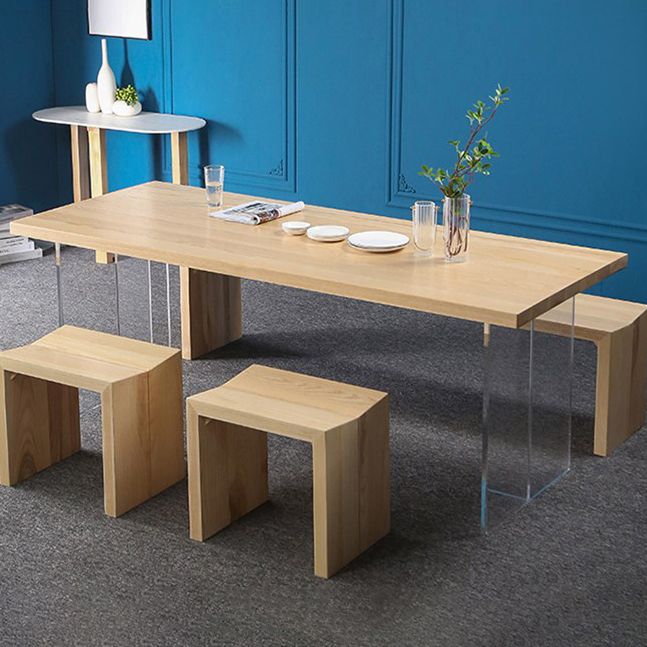 Industrial Solid Wood Dining Table Rectangle Standard Table with Double Pedestal Base Clearhalo ' dining_table' 'Dining Tables & Seating' 'Dining Tables' 'furn' 'furn_dining_table' 'Furniture' 'furniture_dining_table' 'Kitchen & Dining Furniture' 'kitchen&dining_furn' 'kitchen' 'kitchen_dining_table' 1200x1200_2b8f6055-2cd4-458d-a813-7bcbd0005a85