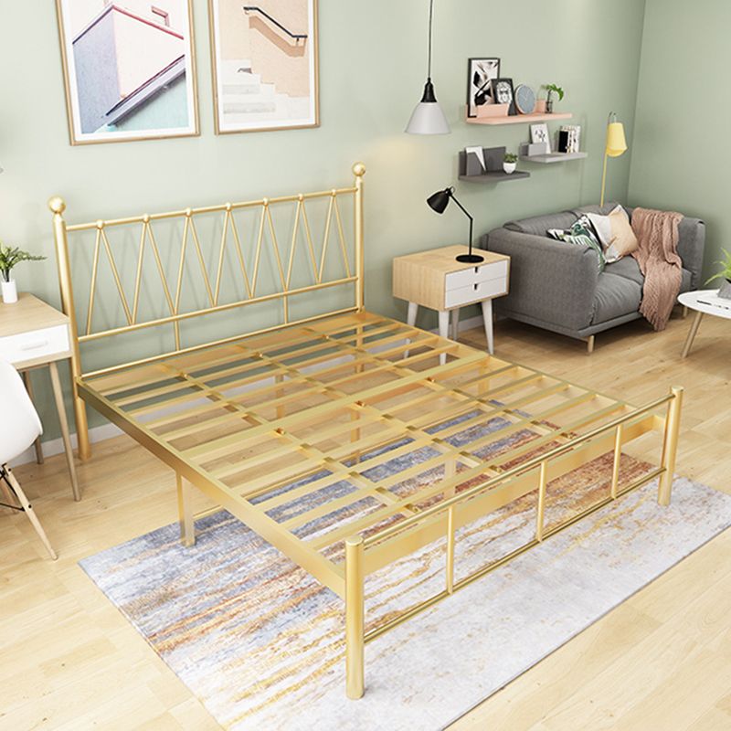 Contemporary Metal Open-Frame Bed Wire-Grid Standard Bed with Metal Legs