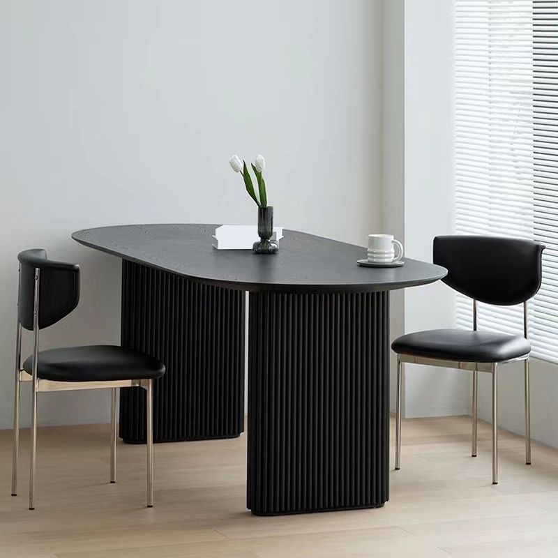 Simplicity Style Dinette Table Solid Wood Oval Dinner Table in Black Clearhalo 'Dining Tables & Seating' 'Dining Tables' 'dining_table' 'furn' 'furn_dining_table' 'Furniture' 'Kitchen & Dining Furniture' 1200x1200_2b90e8fc-f928-482c-9c7a-60466cc0388b