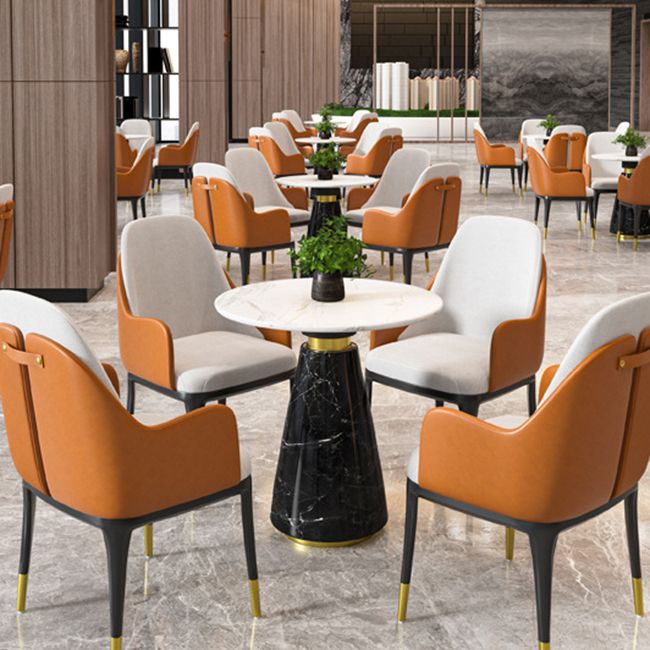 Glam Style Faux Marble Dining Set Round 1/4/5 Pieces Dining Set for Home Use Clearhalo 'Dining Room Sets' 'Dining Tables & Seating' 'dining_room_set' 'furn' 'furn_dining_room_set' 'Furniture' 'Kitchen & Dining Furniture' 1200x1200_2b912923-9eae-47e0-9f58-003f314d16f1
