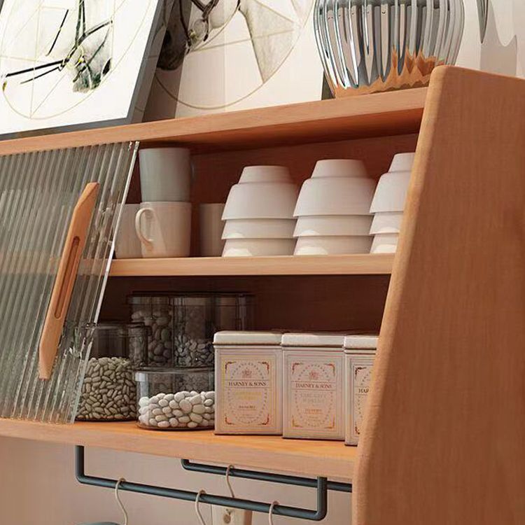 Servidor buffet de madera sólida de pino con puertas de vidrio servidor comedor moderno