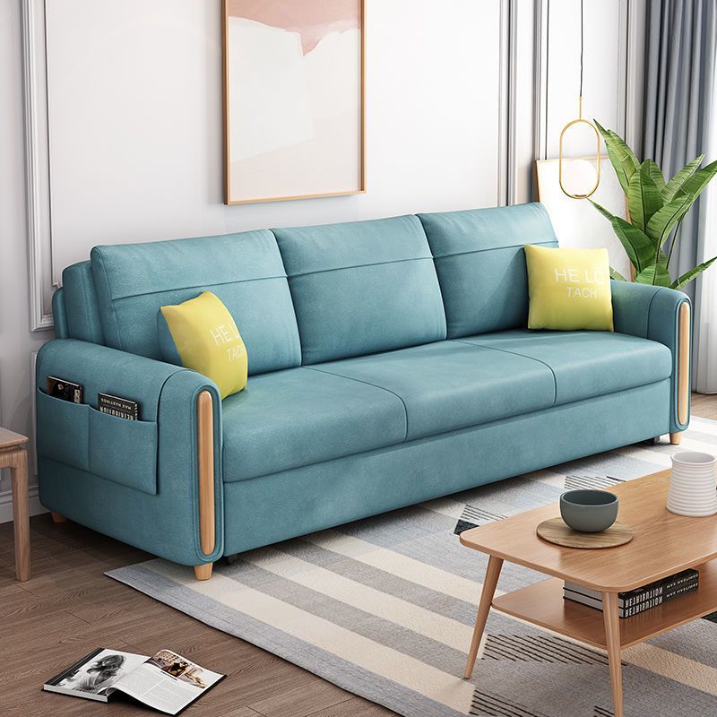 Green Faux leather Sleeper Sofa Scandinavian Style Sofa Bed for Home Clearhalo 'furn' 'furn_futons' 'Furniture' 'Futons & Daybeds' 'Futons' 'Living Room Furniture' 1200x1200_2b96b097-5768-4520-b1aa-a1960ad12296