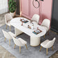 Glam Sintered Stone Top Kitchen Dining Table Oval Standard Dining Table with Double Pedestal Bases Clearhalo ' dining_table' 'Dining Tables & Seating' 'Dining Tables' 'furn' 'furn_dining_table' 'Furniture' 'furniture_dining_table' 'Kitchen & Dining Furniture' 'kitchen&dining_furn' 'kitchen' 'kitchen_dining_table' 1200x1200_2b986839-5753-4429-b552-18fc0ca3a37d