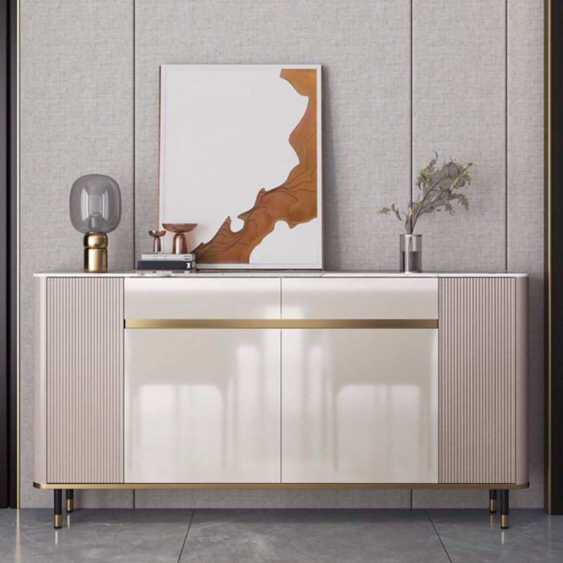 White Stone Top Sideboard Engineered Wood Side Board for Kitchen Use Clearhalo 'buffet_sideboard' 'Buffets & Sideboards' 'furn' 'furn_buffet_sideboard' 'Furniture' 'Kitchen & Dining Furniture' 1200x1200_2b98c4ef-e849-4ef7-b68c-d1afafb415fb