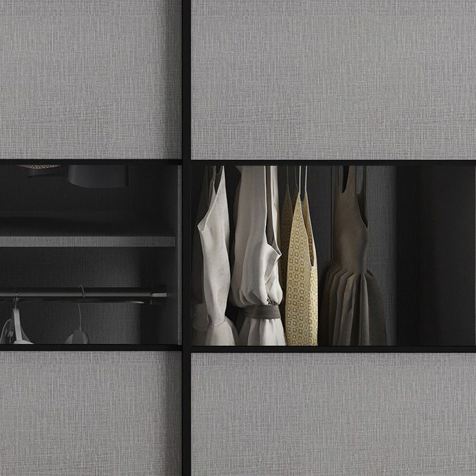 Asta di guardaroba in legno di colore grigio incluso armadio guardaroba con porta scorrevole