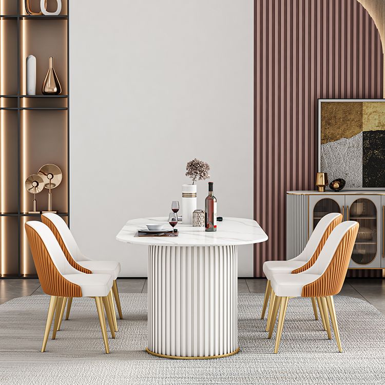 Modern Sintered Stone Table for Restaurant Oval Dining Table with Double Pedestal Base Clearhalo ' dining_table' 'Dining Tables & Seating' 'Dining Tables' 'furn' 'furn_dining_table' 'Furniture' 'furniture_dining_table' 'Kitchen & Dining Furniture' 'kitchen&dining_furn' 'kitchen' 'kitchen_dining_table' 1200x1200_2b999159-43fa-435a-8dff-3c7a865aaefa